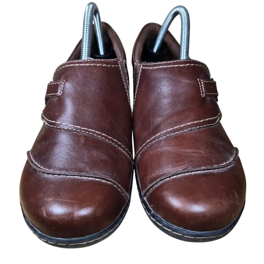 Women's Clarks Bendables Ashland Alpine Slip-On Loafers Brown Leather Womens 9.5